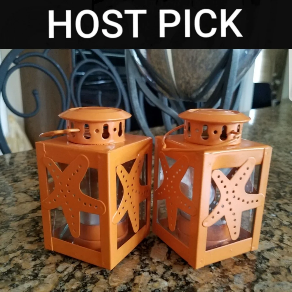 Orange Starfish Mini Lanterns Tealight Candle Holders